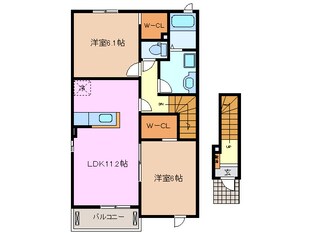 近鉄長島駅 徒歩20分 2階の物件間取画像